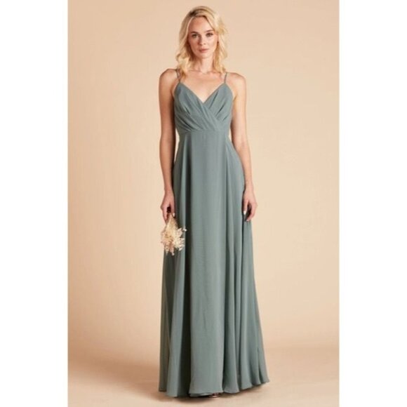 BIRDY GREY Kaia Chiffon Gown Bridesmaid Formal Dress in Sea Glass - Picture 1 of 6